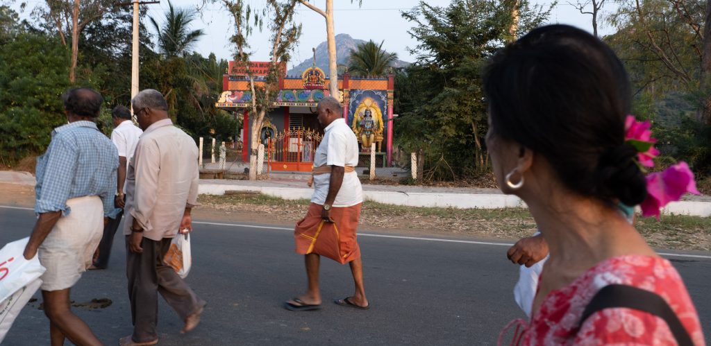 pilgrims walk on Girivalam road